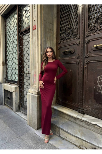 Likralı Maxi boy Uzun Kollu Elbise Likralı Maxi boy Uzun Kollu Elbise