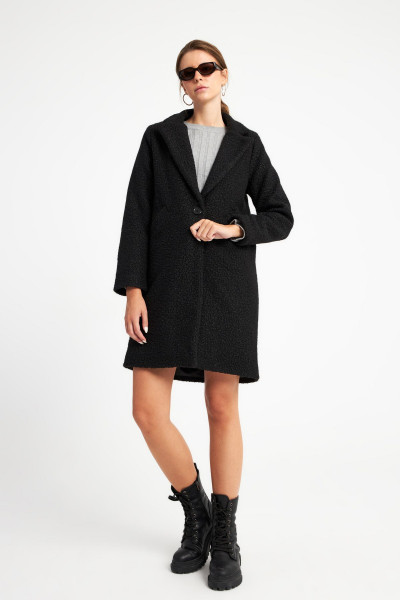 Kadın Siyah Oversize Buklet Kaban Kadın Siyah Oversize Buklet Kaban