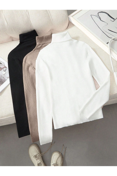 Unisex 3lü Hazır Paket Siyah Bej Pamuklu Balıkçı Yaka Şardonlu Slimfit Boğazlı Kazak Unisex 3lü Hazır Paket Siyah Bej Pamuklu Balıkçı Yaka Şardonlu Slimfit Boğazlı Kazak