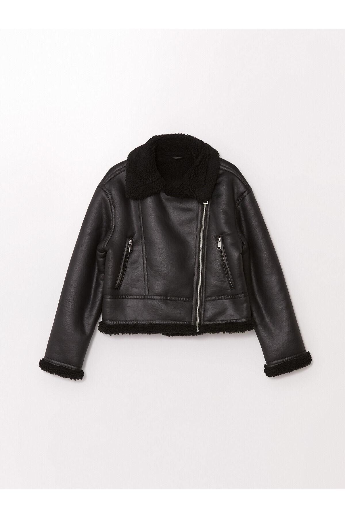 XSIDE Biker Yaka Kadın Deri Görünümlü Mont XSIDE Biker Yaka Kadın Deri Görünümlü Mont