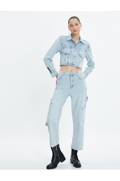 Kargo Kot Pantolon Straight Jean Kısa Düz Paça Yüksek Bel - Eve Jean Kargo Kot Pantolon Straight Jean Kısa Düz Paça Yüksek Bel - Eve Jean