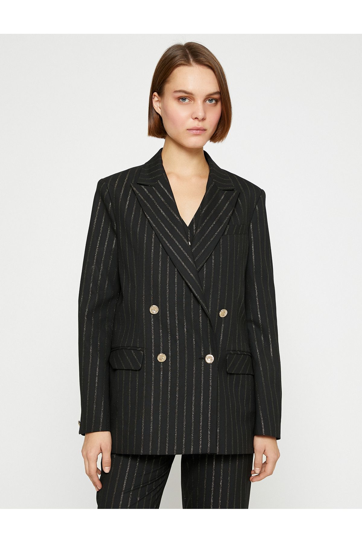 Pırıltılı Kruvaze Blazer Ceket Pırıltılı Kruvaze Blazer Ceket