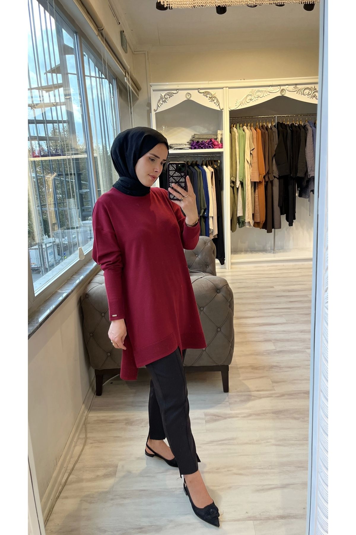 İNVEE 6840 Bordo Triko Tunik