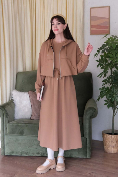 Karamel 2 İplik Elbise & Hırka Takım