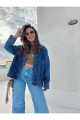 V Yaka Düğmeli Denim Ceket V Yaka Düğmeli Denim Ceket