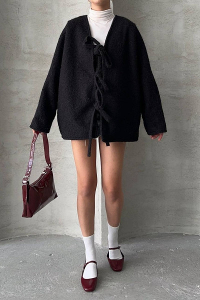 Kırçıllı Buklet Kumaş Saçaklı Astarlı Önden Bağlamalı Premium Kaşe Kimono Kaban Ceket Kırçıllı Buklet Kumaş Saçaklı Astarlı Önden Bağlamalı Premium Kaşe Kimono Kaban Ceket