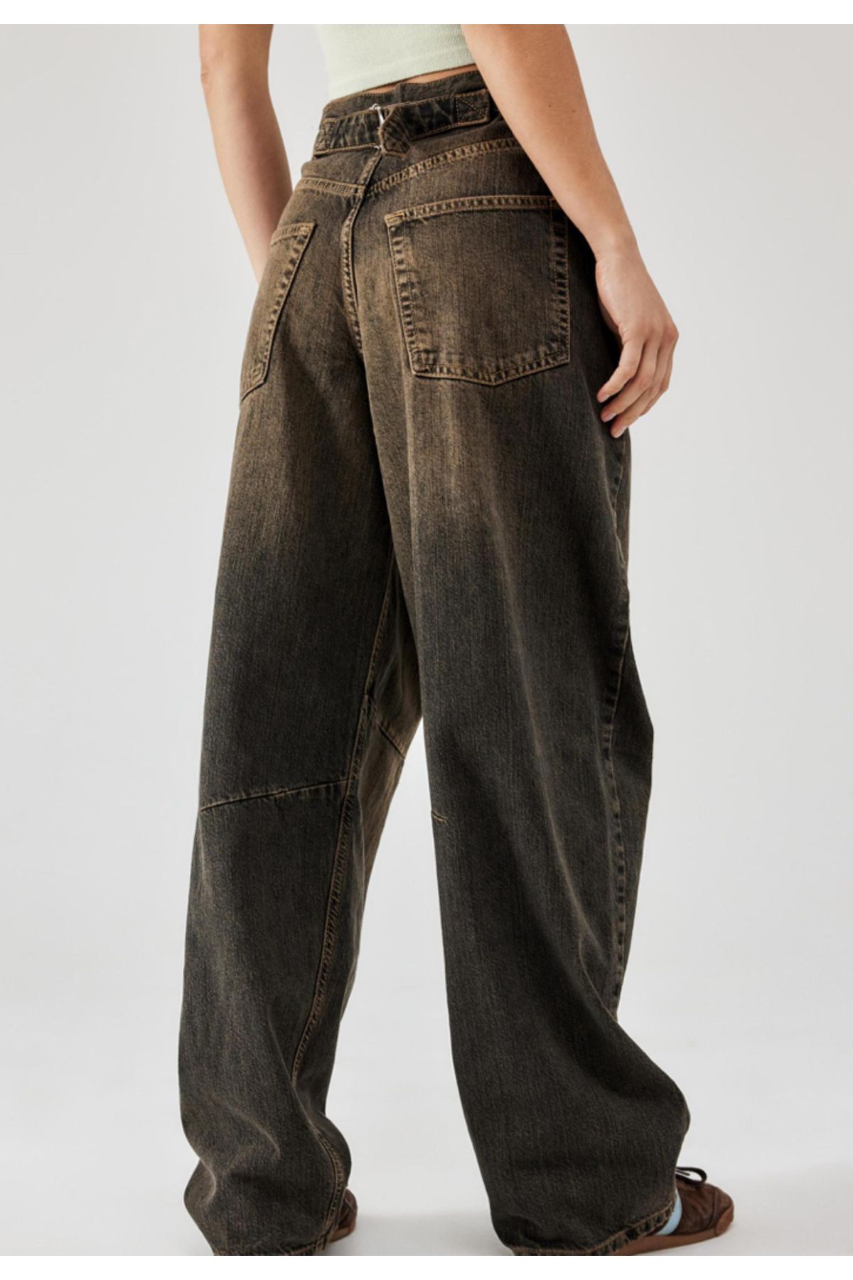 Trend Unisex Loose Fit Bel Kemer Detay Baggy Jean Pantolon Trend Unisex Loose Fit Bel Kemer Detay Baggy Jean Pantolon