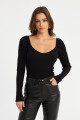 Kadın Siyah Balon Kol Bluz RK42