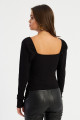 Kadın Siyah Balon Kol Bluz RK42