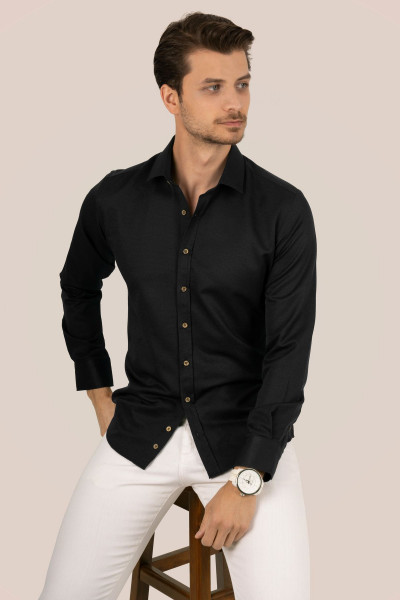 Siyah Kahve Düğmeli Slimfit Hediye Kutulu Erkek Gömlek Siyah Kahve Düğmeli Slimfit Hediye Kutulu Erkek Gömlek