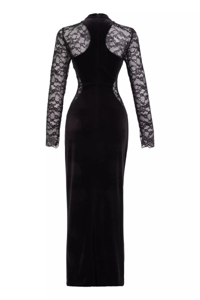 Siyah kadife uzun kol uzun elbise Siyah kadife uzun kol uzun elbise