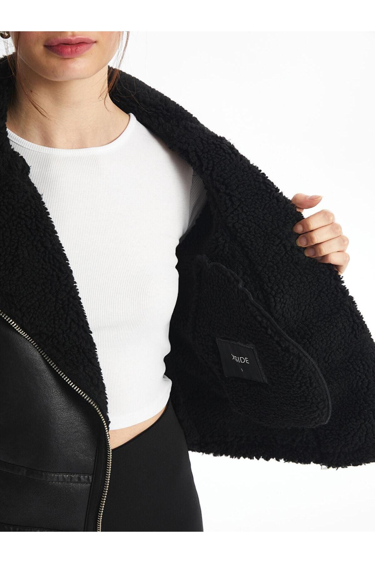 XSIDE Biker Yaka Kadın Deri Görünümlü Mont XSIDE Biker Yaka Kadın Deri Görünümlü Mont