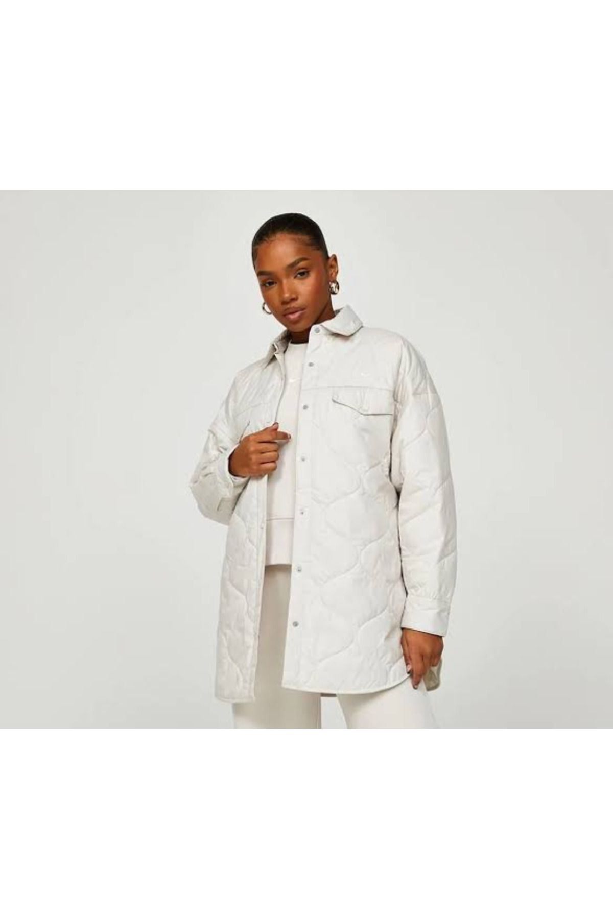 Sportswear Essentials Quilted Trench Kadın Beyaz Ceket stilim spor Sportswear Essentials Quilted Trench Kadın Beyaz Ceket stilim spor