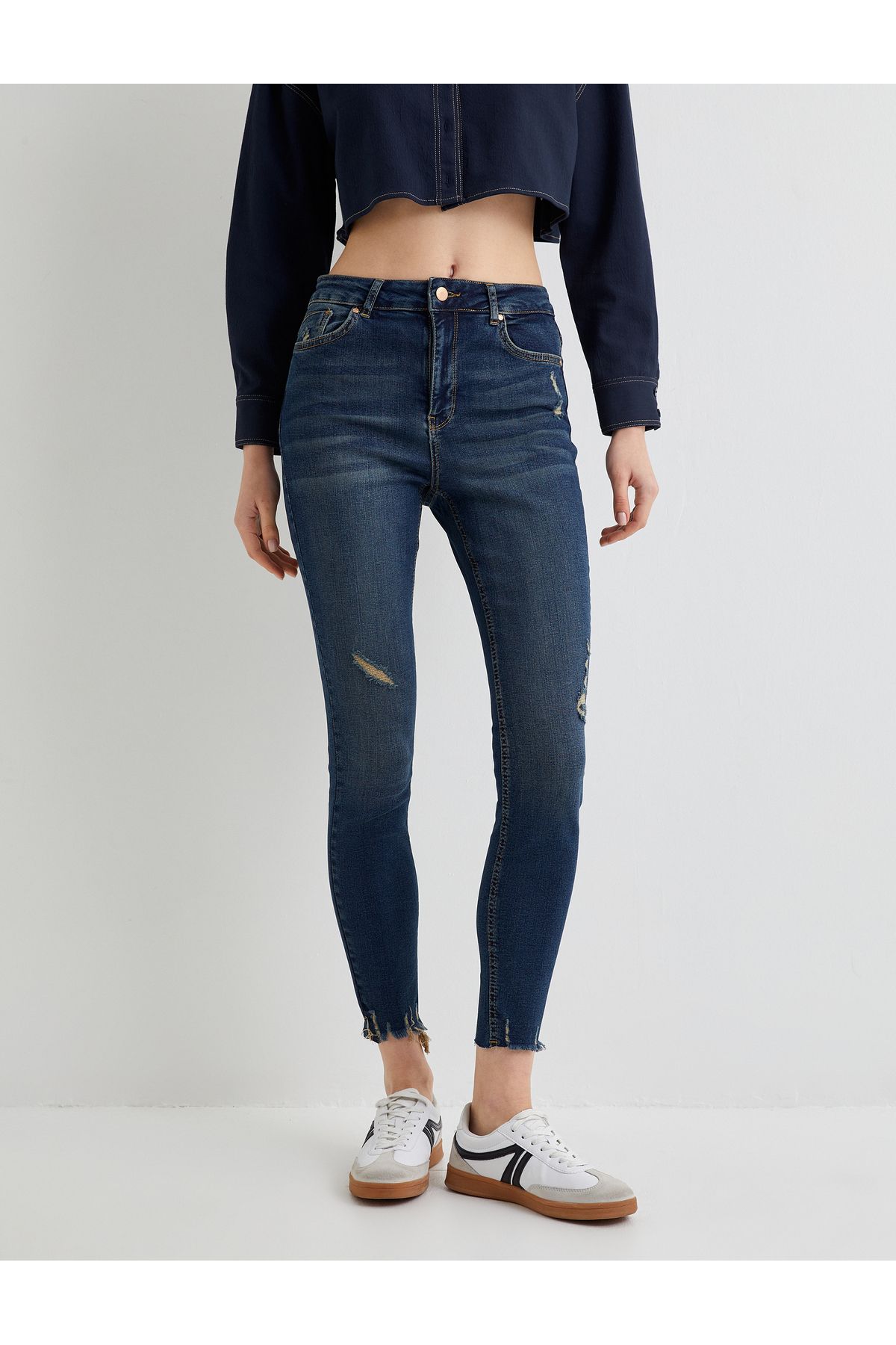 Yüksek Bel Skinny Fit Jeans Dar Kısa Paça Dar Kesim - Carmen Skinny Jean