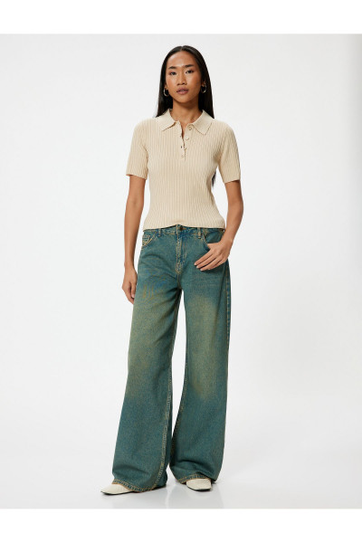 Standart Bel Bol Kalıp Düz Paça Cepli Pamuklu Kot Pantolon - Loose Straight Fit Jean Standart Bel Bol Kalıp Düz Paça Cepli Pamuklu Kot Pantolon - Loose Straight Fit Jean