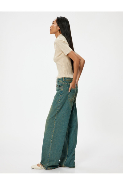 Standart Bel Bol Kalıp Düz Paça Cepli Pamuklu Kot Pantolon - Loose Straight Fit Jean Standart Bel Bol Kalıp Düz Paça Cepli Pamuklu Kot Pantolon - Loose Straight Fit Jean