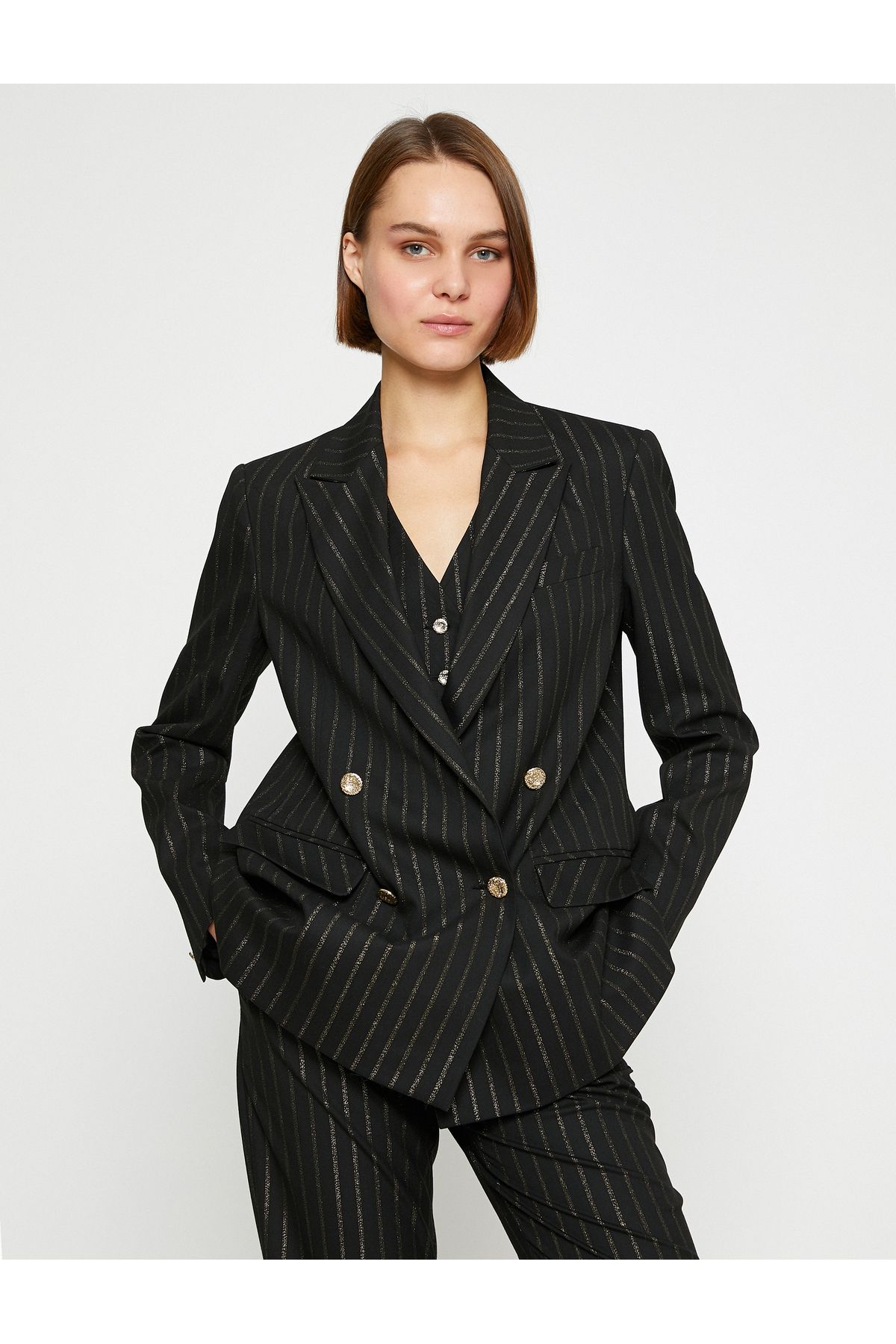 Pırıltılı Kruvaze Blazer Ceket Pırıltılı Kruvaze Blazer Ceket