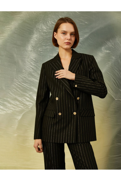 Pırıltılı Kruvaze Blazer Ceket Pırıltılı Kruvaze Blazer Ceket