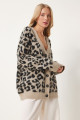 Leopar Desenli Sakallı Triko Hırka VİZON SİYAH LDP0018 Leopar Desenli Sakallı Triko Hırka VİZON SİYAH LDP0018