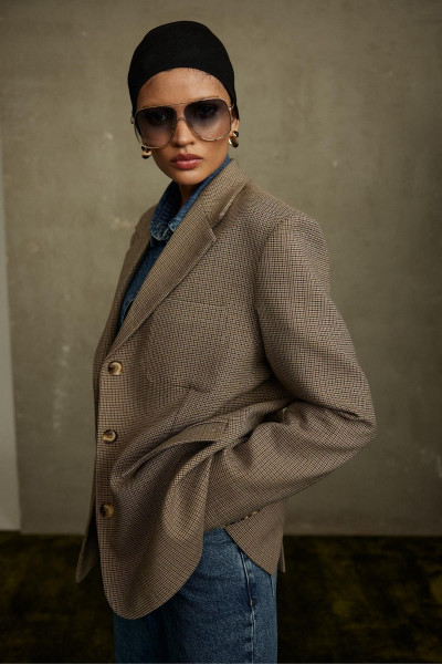 Sütlü Kahve Oldie Ekose Blazer Ceket Sütlü Kahve Oldie Ekose Blazer Ceket