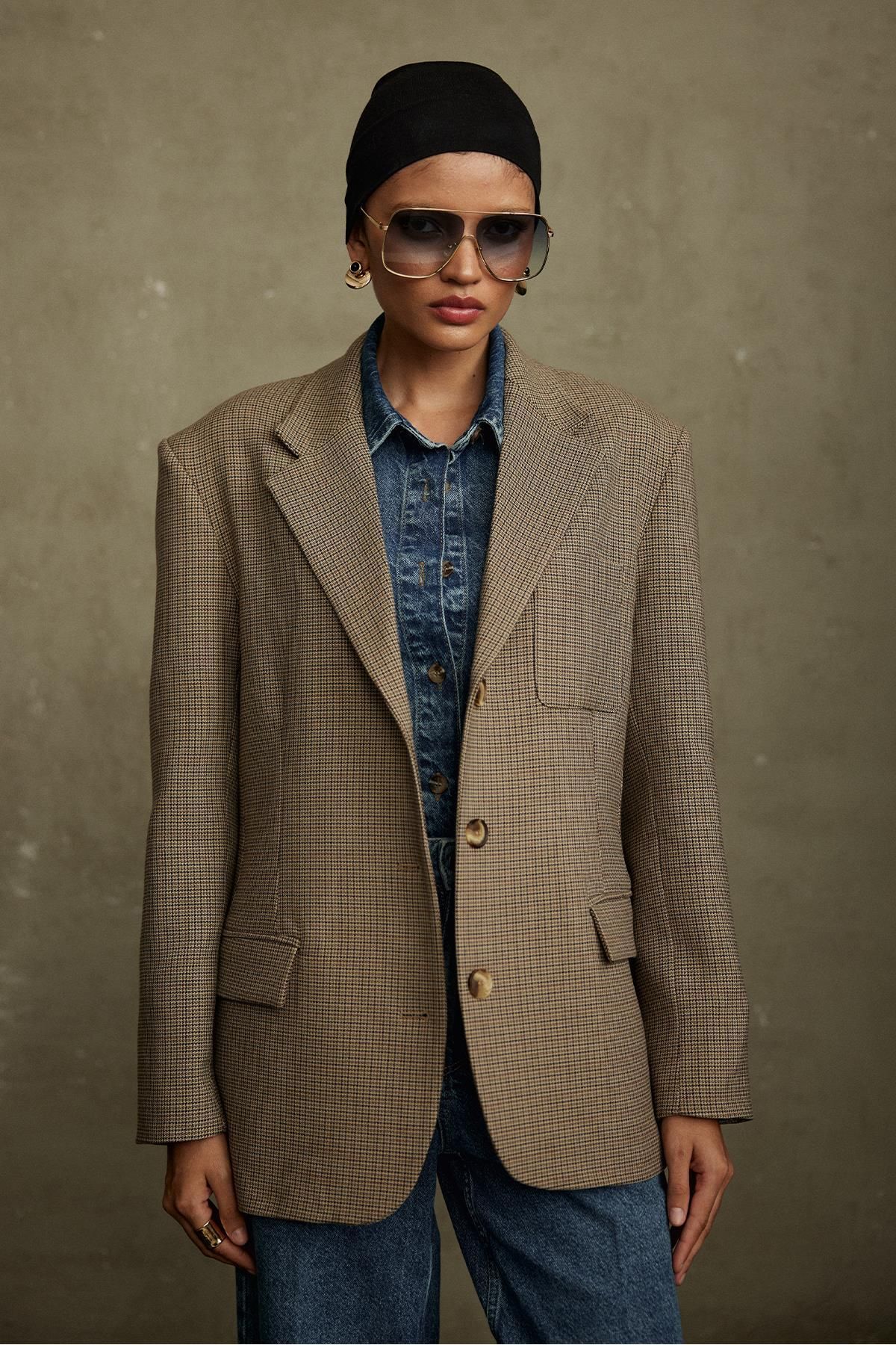 Sütlü Kahve Oldie Ekose Blazer Ceket Sütlü Kahve Oldie Ekose Blazer Ceket