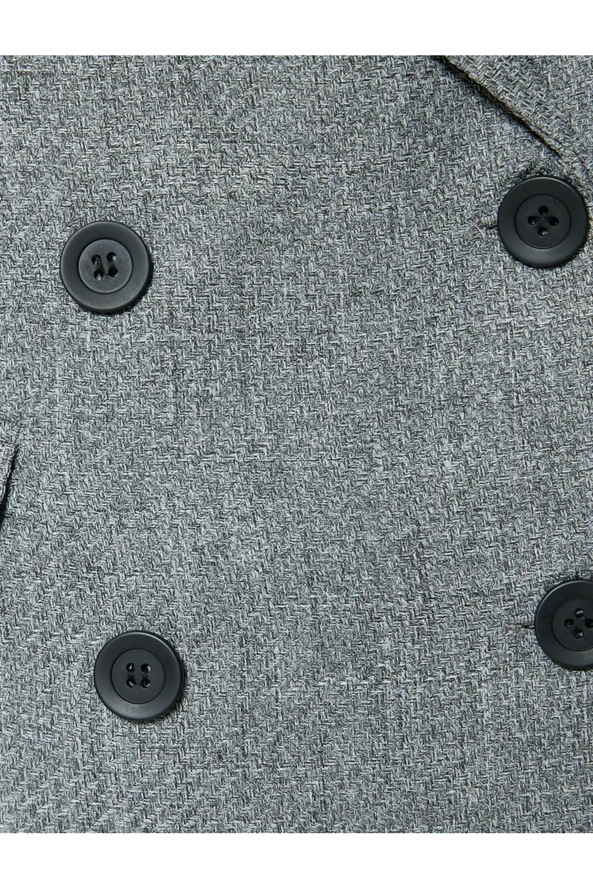 Kruvaze Blazer Ceket Kapaklı Cep Detaylı Dokulu Kruvaze Blazer Ceket Kapaklı Cep Detaylı Dokulu