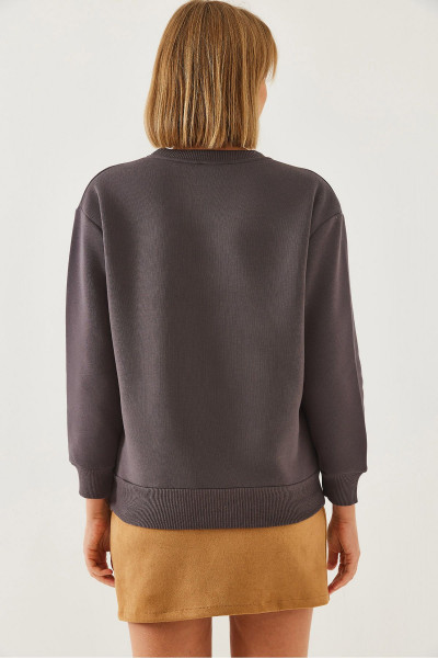 Kadın Üç İplik Şardonlu Renkli Kalp Baskılı Sweatshirt MBHS007 60601007 Kadın Üç İplik Şardonlu Renkli Kalp Baskılı Sweatshirt MBHS007 60601007