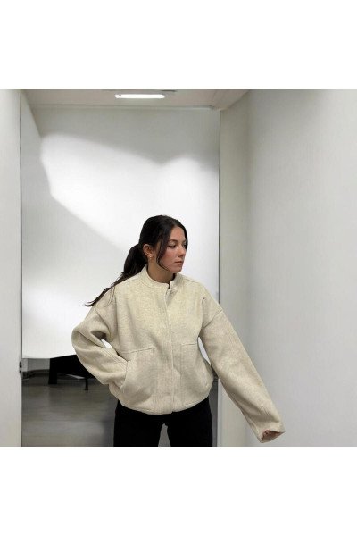 Yumuşak Dokulu Oversize Bomber Ceket Yumuşak Dokulu Oversize Bomber Ceket