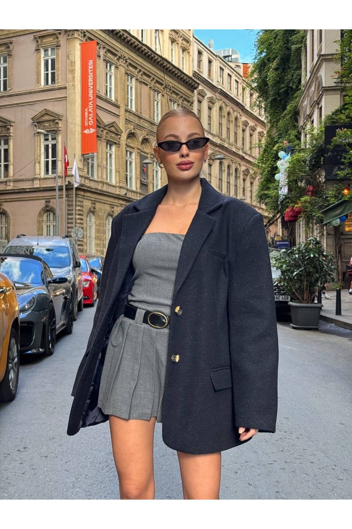 Oversize Kaşe Astarlı Blazer  Lacivert  Ceket Oversize Kaşe Astarlı Blazer  Lacivert  Ceket
