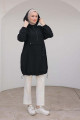 Trend Fermuar Detaylı Kapüşonlu Tunik - Siyah Trend Fermuar Detaylı Kapüşonlu Tunik - Siyah