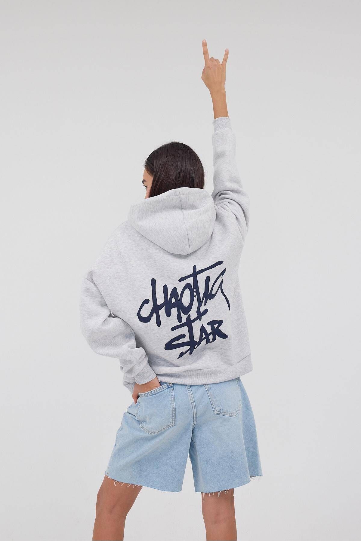 Chaotic Star Yazılı Şardonlu Sweatshirt S1619-İ13