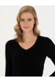 Siyah Ex Slim Fit V Yaka Kazak 50276197-VR046 Siyah Ex Slim Fit V Yaka Kazak 50276197-VR046