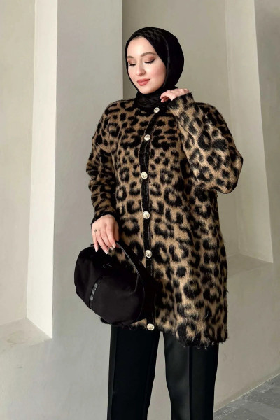 Leopar Desen Triko Hırka Leopar Desen Triko Hırka