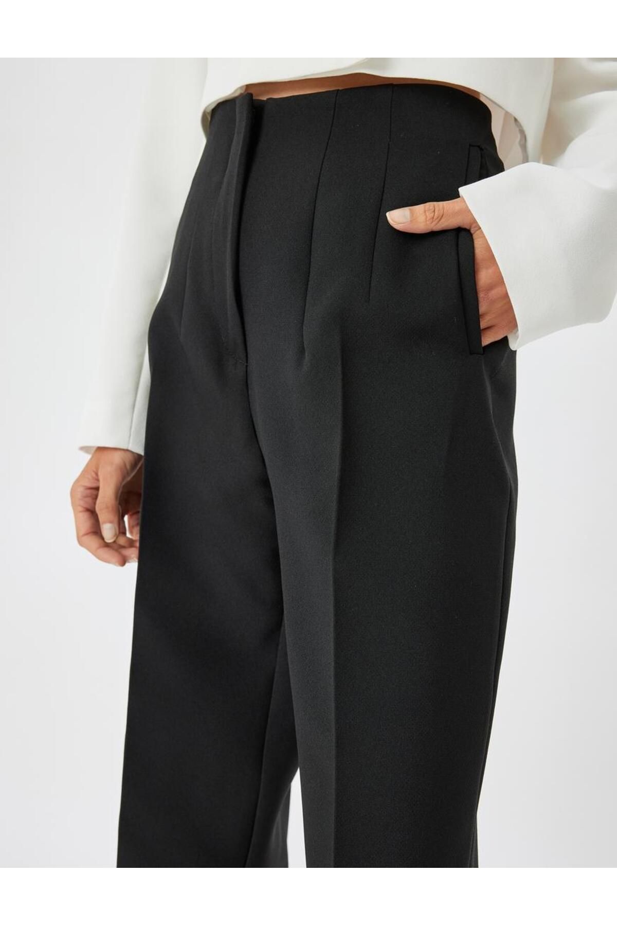Yüksek Bel Cepli Slim Fit Cigarette Pantolon Yüksek Bel Cepli Slim Fit Cigarette Pantolon