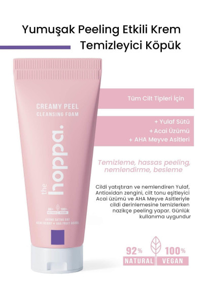 Yumuşak Peeling Etkili Krem Temizleyici Köpük Yulaf Sütü + Acai Üzümü + AHA Meyve Asitleri 200 ML Yumuşak Peeling Etkili Krem Temizleyici Köpük Yulaf Sütü + Acai Üzümü + AHA Meyve Asitleri 200 ML