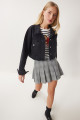 Püskül Detaylı Denim Crop Ceket SİYAH LAN0014 Püskül Detaylı Denim Crop Ceket SİYAH LAN0014