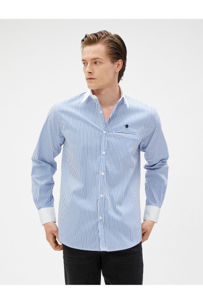 Mavi Çizgili Erkek Gömlek 3SPM60001HW