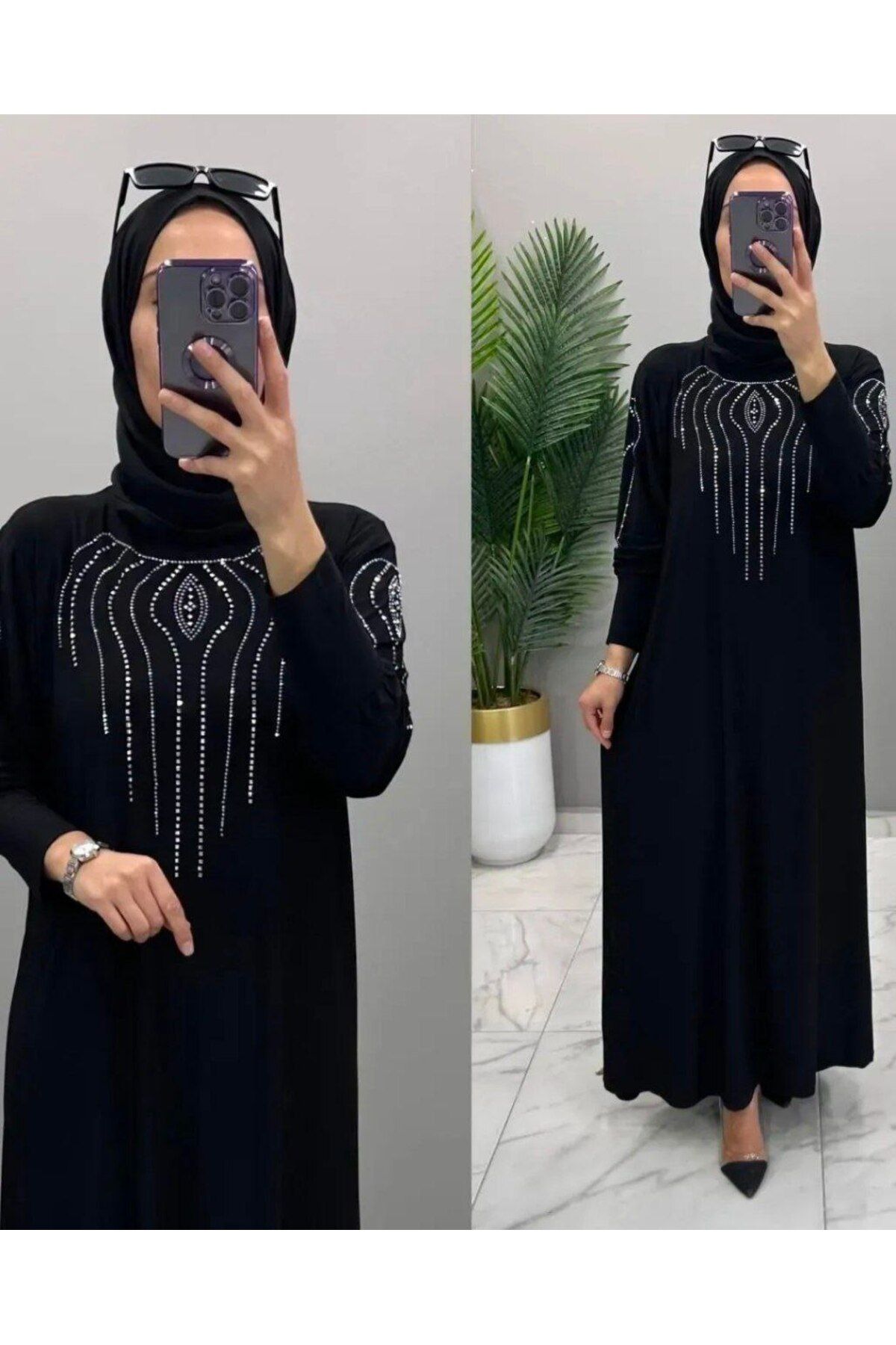 Kadın Sandy Siyah Önü Ve Kolları Dms Taş Detaylı Tesettür Nevanur Elbise Kadın Sandy Siyah Önü Ve Kolları Dms Taş Detaylı Tesettür Nevanur Elbise