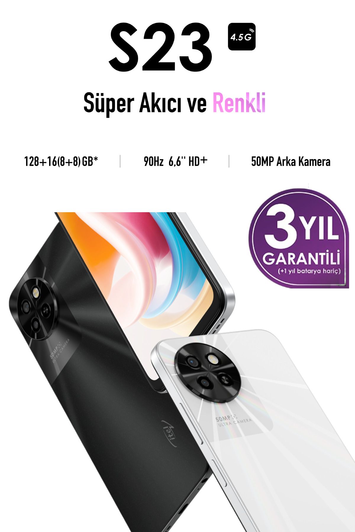 S23 8 8 Ram 128 Gb Siyah (3 Yıl Itel Türkiye Garantili )