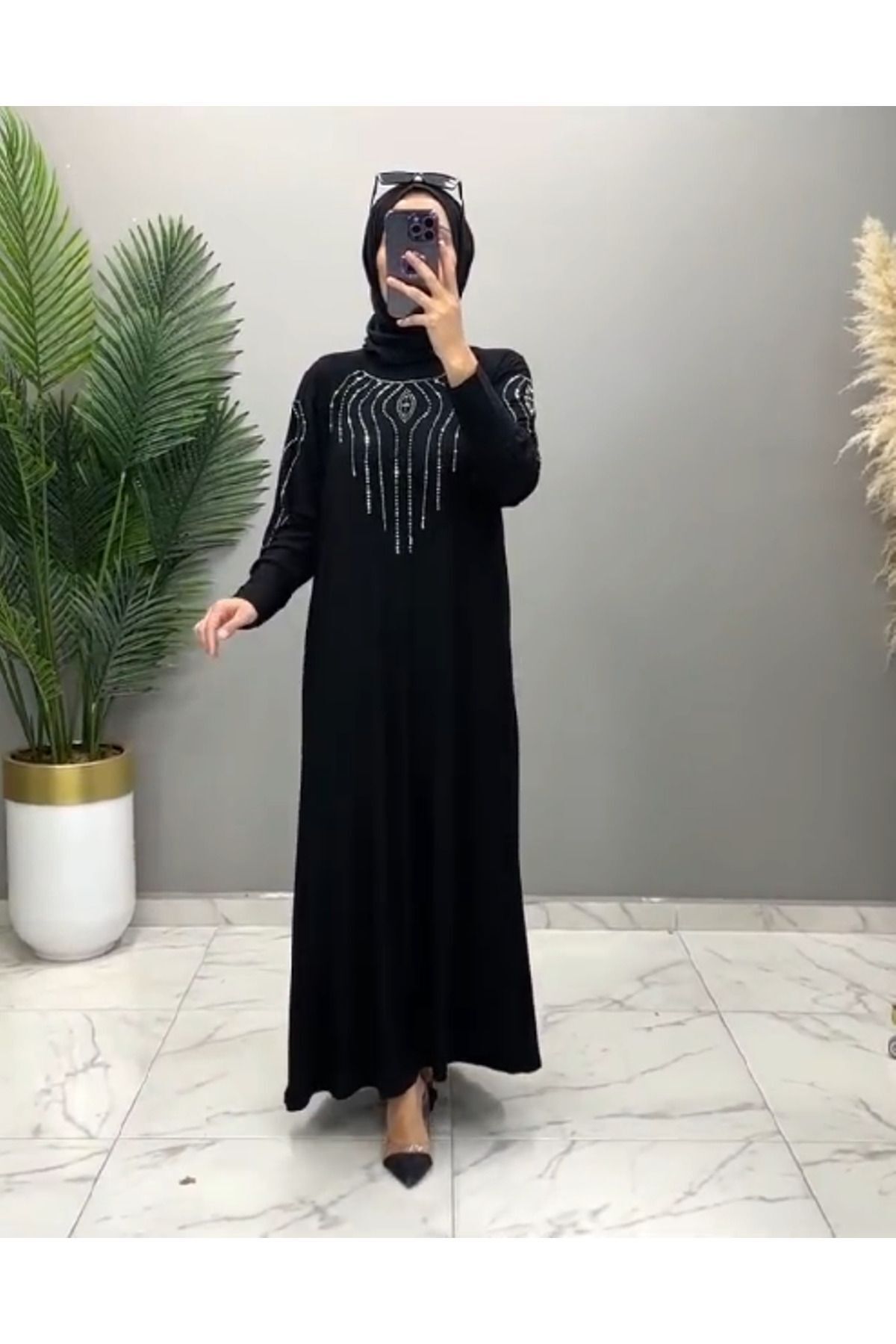Kadın Sandy Siyah Önü Ve Kolları Dms Taş Detaylı Tesettür Nevanur Elbise Kadın Sandy Siyah Önü Ve Kolları Dms Taş Detaylı Tesettür Nevanur Elbise