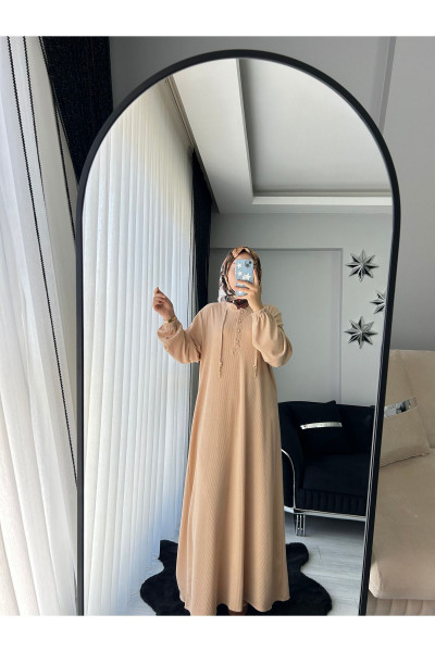 Oversize Düğmeli İpli Fitilli Tesettür Elbise Oversize Düğmeli İpli Fitilli Tesettür Elbise