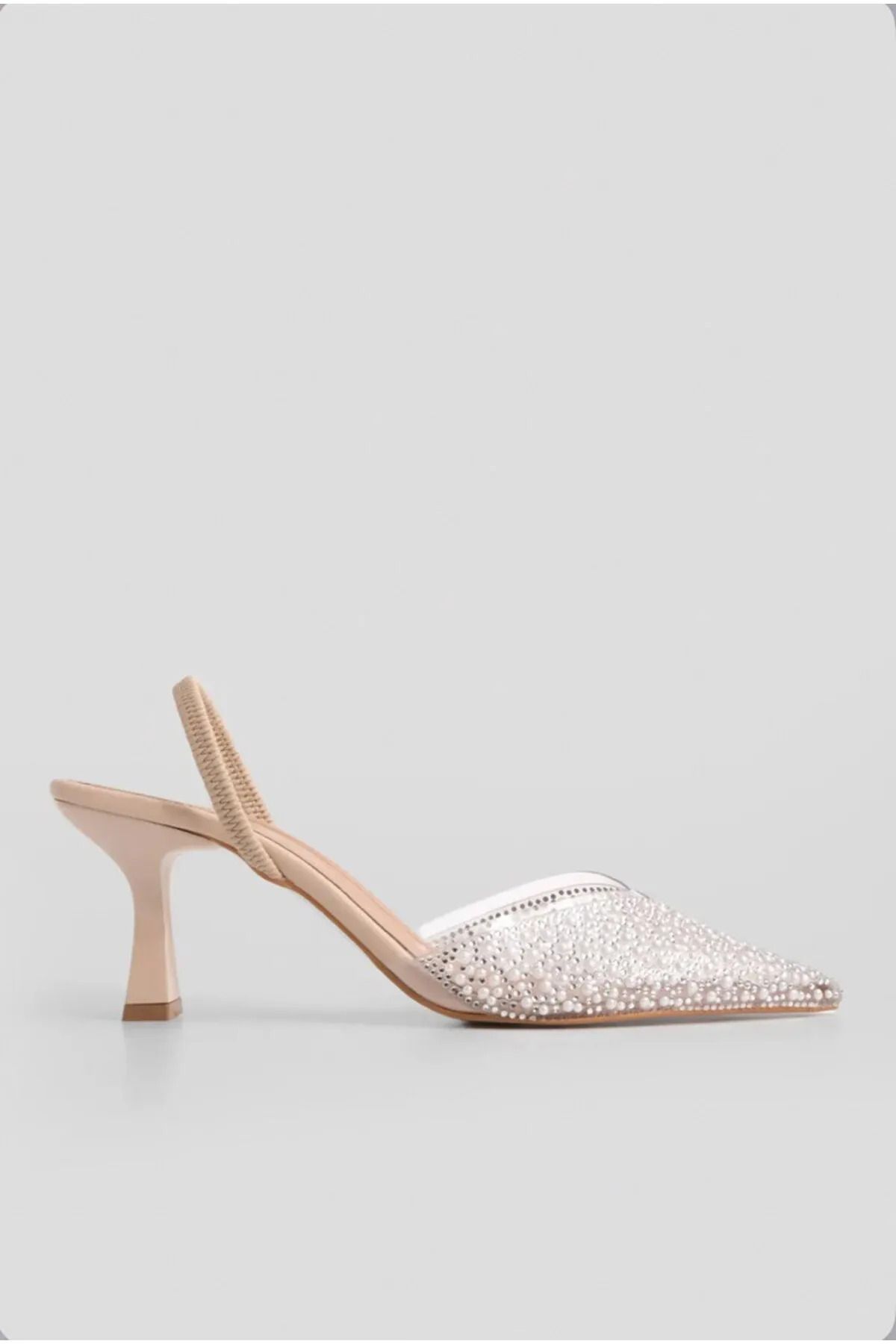 Kadın Stiletto Taşlı Sivri Burun Arkası Açık Abiye Topuklu Ayakkabı Lala Bej Kadın Stiletto Taşlı Sivri Burun Arkası Açık Abiye Topuklu Ayakkabı Lala Bej