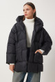 Kadın Siyah Kapüşonlu Oversize Şişme Mont RV00002 Kadın Siyah Kapüşonlu Oversize Şişme Mont RV00002