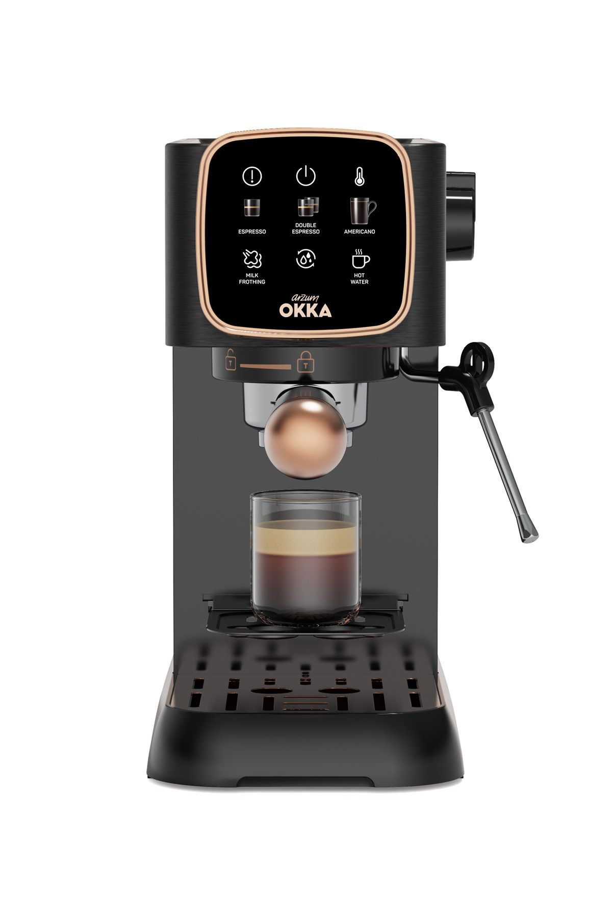 OK0034-04 Arzum Okka Espresso Solo Yarı Otomatik Espresso Makinesi - Bakır