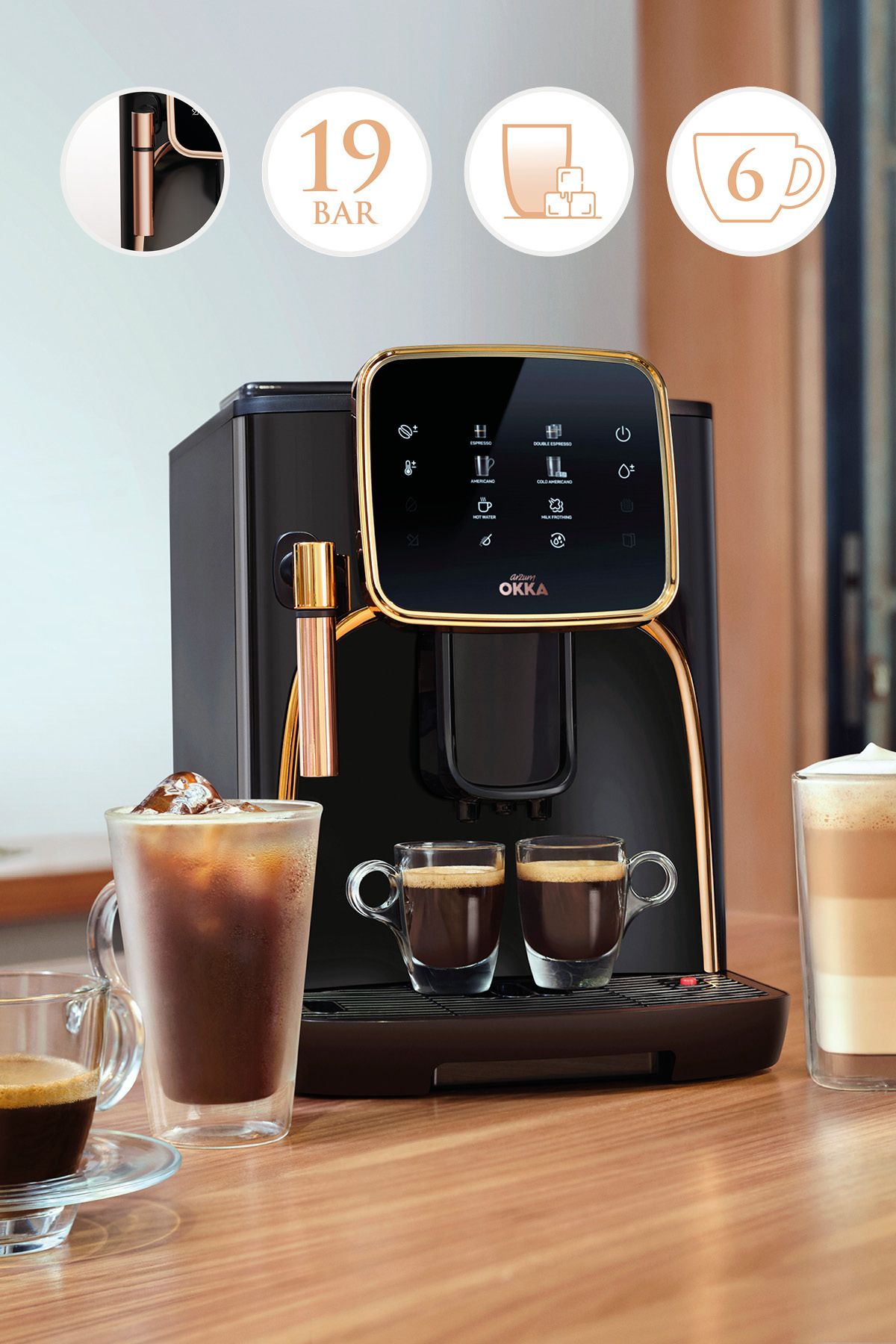OK0030-04 Arzum Okka Espresso Pro Tam Otomatik Espresso Makinesi - Bakır OK0030-04 Arzum Okka Espresso Pro Tam Otomatik Espresso Makinesi - Bakır