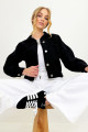 Kadın Siyah Crop Denim Ceket ALC-X3631-RV Kadın Siyah Crop Denim Ceket ALC-X3631-RV