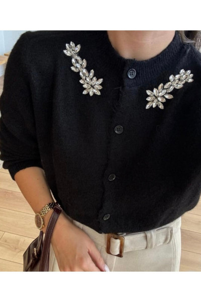 Yakası Taşlı Hırka Yakası Taşlı Hırka