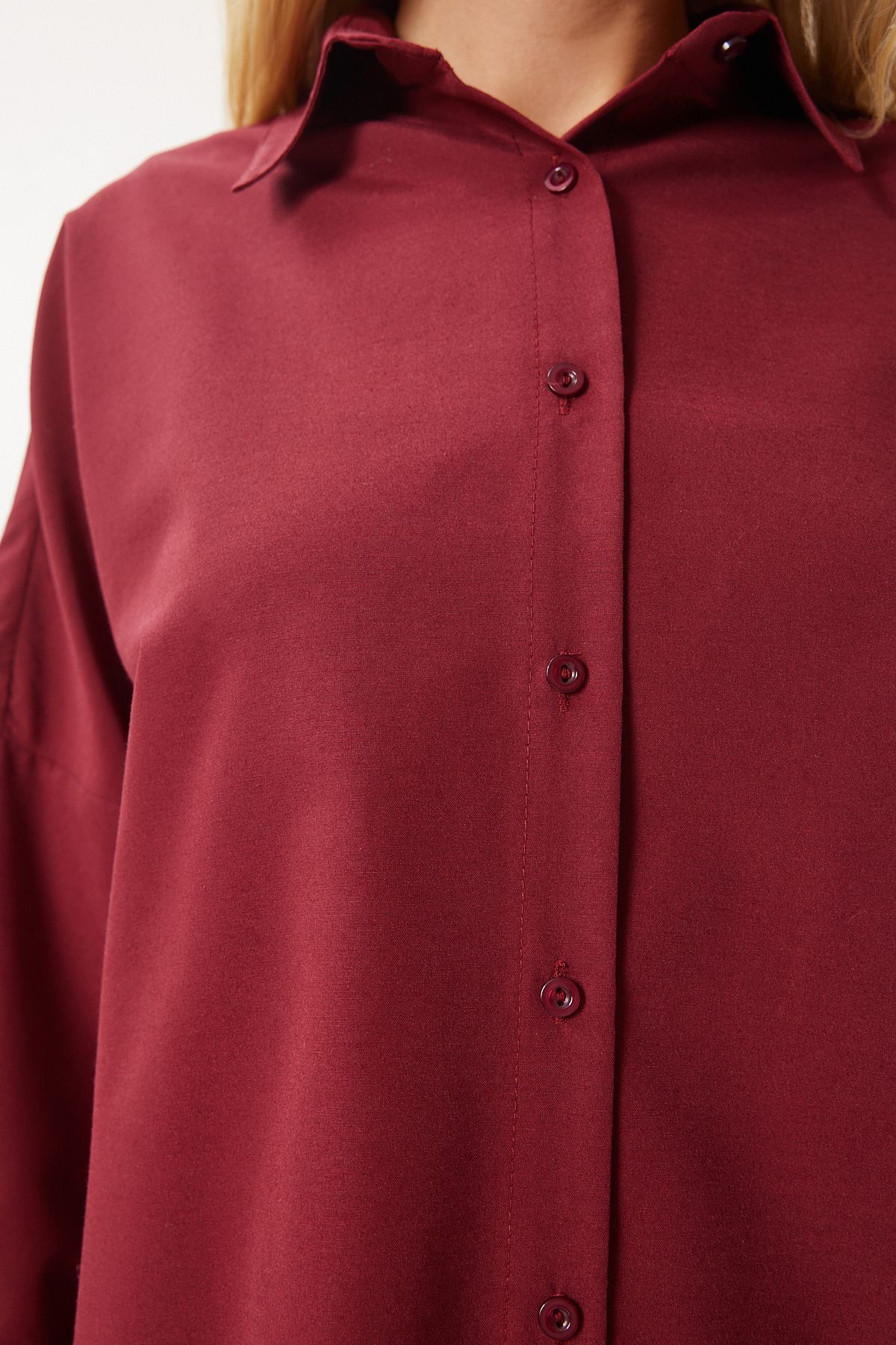 Oversize Basic Gömlek Bordo Ldd0003 Oversize Basic Gömlek Bordo Ldd0003