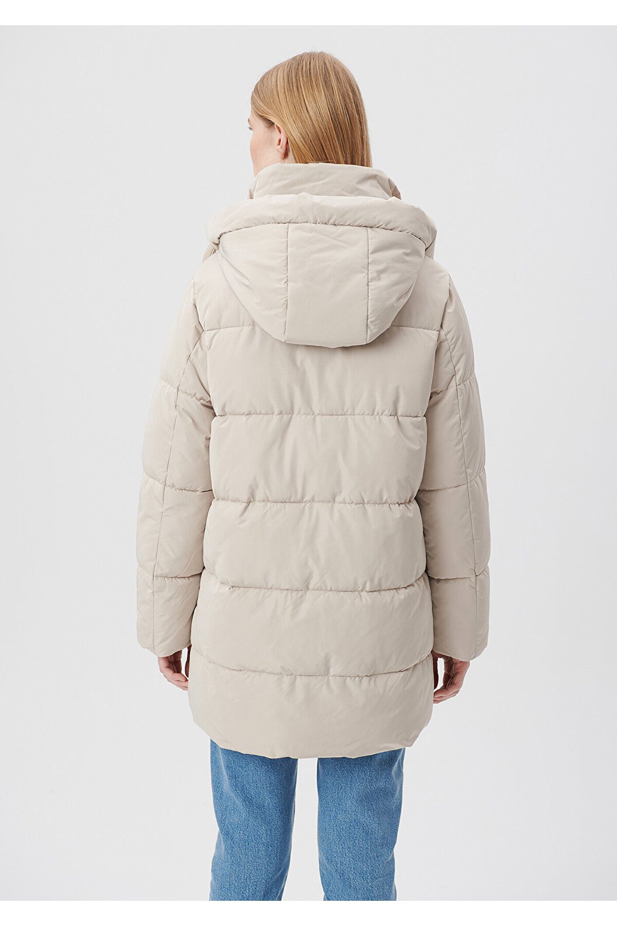 Kapüşonlu Bej Şişme Mont Regular Fit / Normal Kesim 1110150-70144 Kapüşonlu Bej Şişme Mont Regular Fit / Normal Kesim 1110150-70144