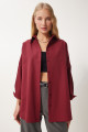 Oversize Basic Gömlek Bordo Ldd0003 Oversize Basic Gömlek Bordo Ldd0003